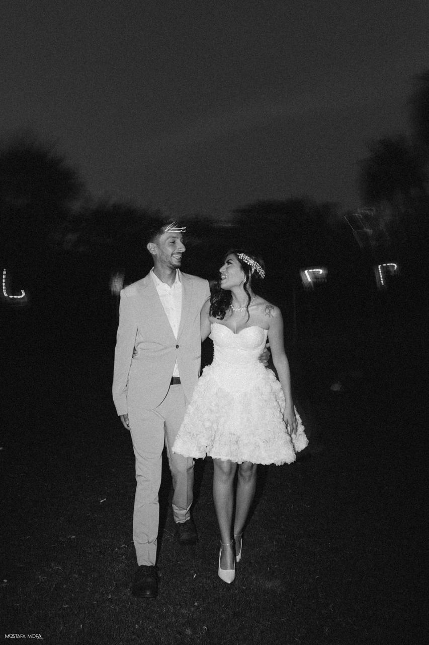 Faisal and Nadine walking together